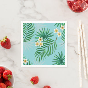 Tropische Blätter und Blume Serviette