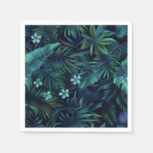 Tropische Blätter und Blumen Serviette