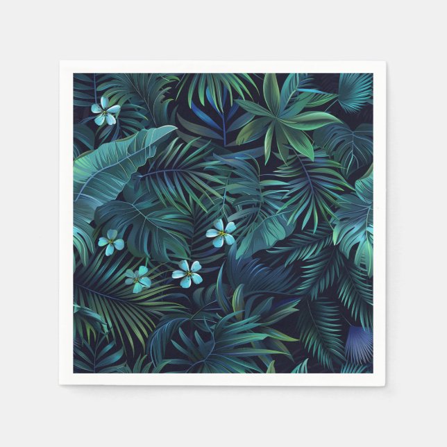 Tropische Blätter und Blumen Serviette (Vorderseite)