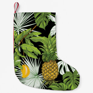 Tropische Blätter und Früchte nahtlos Kleiner Weihnachtsstrumpf