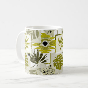 Tropische Blätter und Zierelemente. Kaffeetasse