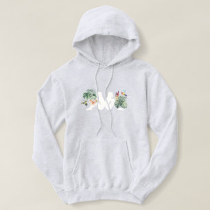 Tropische Blätter & Vögel Minimales Naturdesign Hoodie