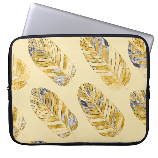 Tropische Blätter Wasserfarbe Modernes Muster Laptopschutzhülle (Vorderseite)