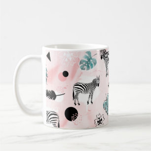 Tropische Blätter Zebras Krawatte-Farbmuster Kaffeetasse
