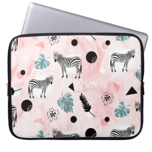Tropische Blätter Zebras Krawatte-Farbmuster Laptopschutzhülle