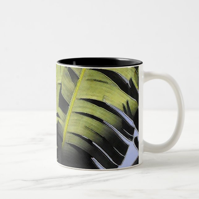 Tropische Blätter Zweifarbige Tasse (Rechts)