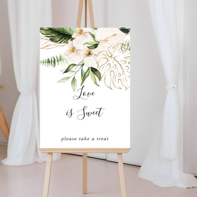 Tropische Blattflora-Liebe aus Gold ist ein süßes  Poster (Von Creator hochgeladen)