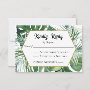 Tropische Blattgrün-Hochzeits-RSVP RSVP Karte