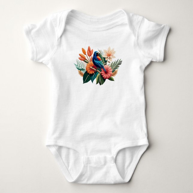 Tropische Bliss: Eine lebendige Fusion der Flora Baby Strampler (Vorderseite)