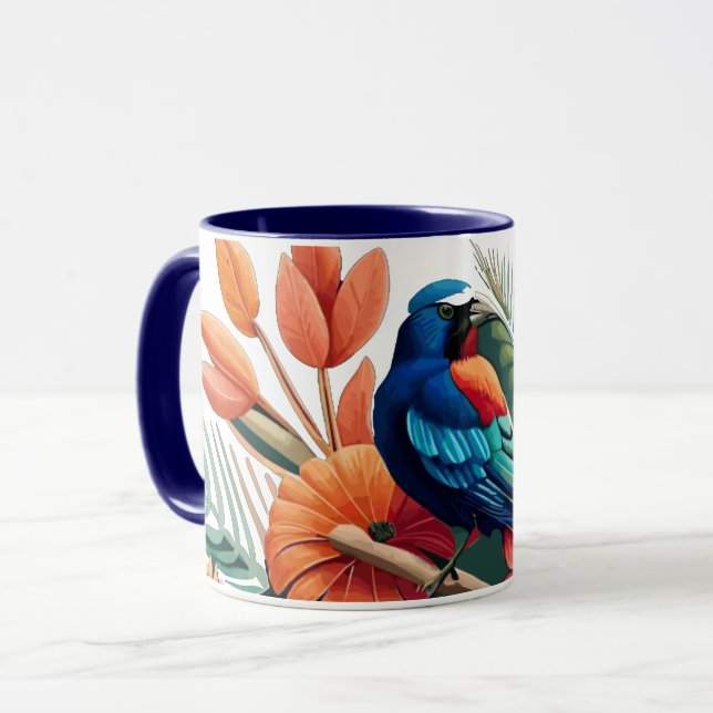 Tropische Bliss: Eine lebendige Fusion der Flora Tasse (Vorderseite Links)
