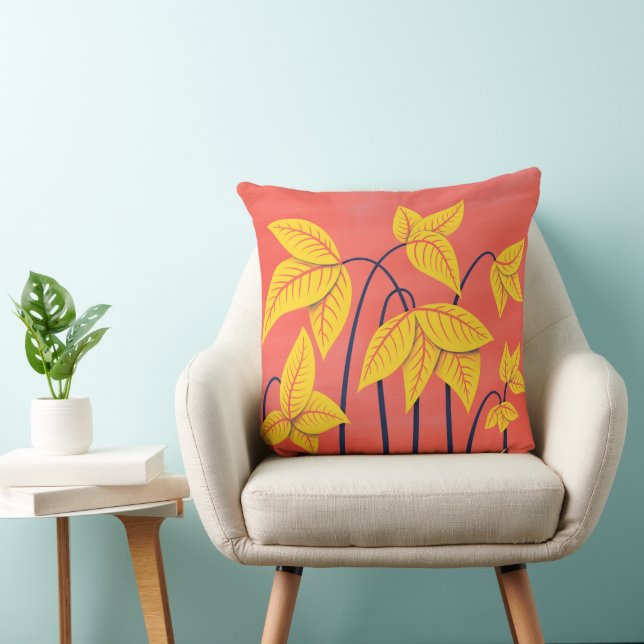 Tropische Blume Abstrakt Gelb Rosa Blüte Kissen (Stuhl )