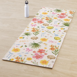Tropische Blume an den Küsten - Muscheln Name Yogamatte
