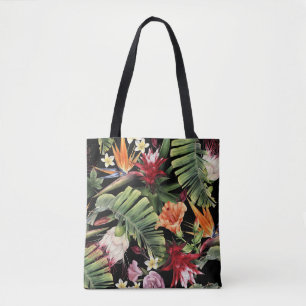 Tropische Blume: Aquarellfarbene, nahtlose Blumenf Tasche