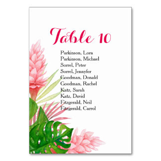 Tropische Blume Aquarelltafel Tischnummer