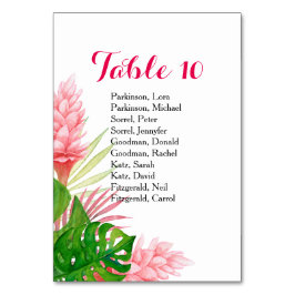 Tropische Blume Aquarelltafel Tischnummer