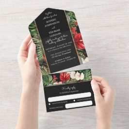 Tropische Blume auf einer Hochzeit All In One Einladung