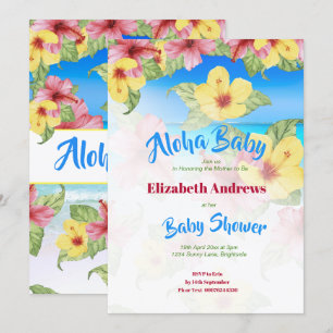 Tropische Blume Baby Dusche Beach Aloha Einladung