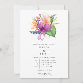 Tropische Blume Beach Island Hochzeit Einladung