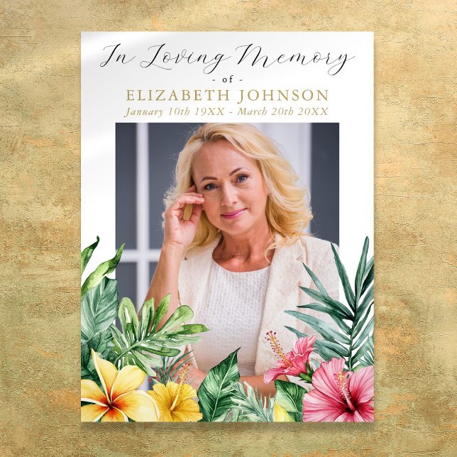 Tropische Blume - Beerdigungszeichen Poster (Tropical Flowers Celebration Of Life Funeral Sign)