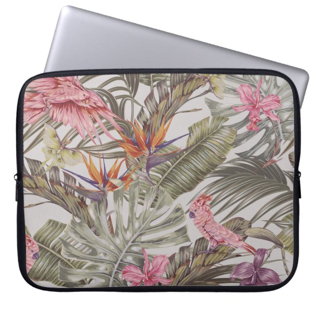 Tropische Blume, Blätter aus Palmen, Paradies Laptopschutzhülle (Vorderseite)
