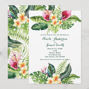 Tropische Blume Blätter Blumenhochzeiten Einladung