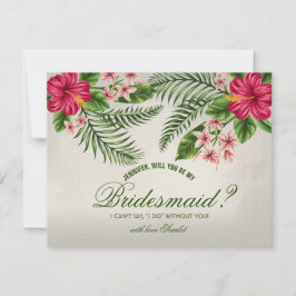 Tropische Blume & Blätter Bridesmaid-Anforderungsk Einladung
