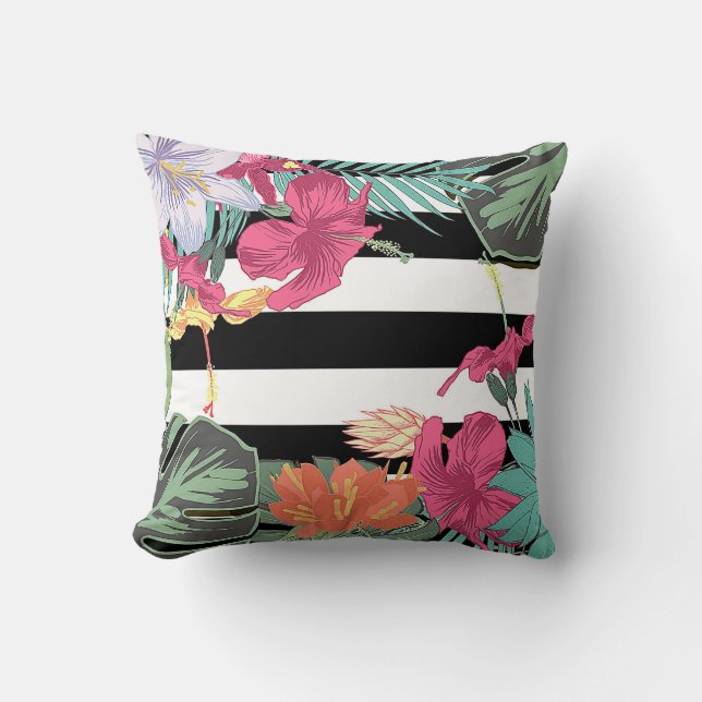 Tropische Blume Blätter Chic Botanical Kissen (Vorderseite)