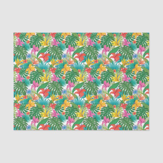 Tropische Blume Blätter farbenfrohe Dekoration Seidenpapier (Vorderseite)