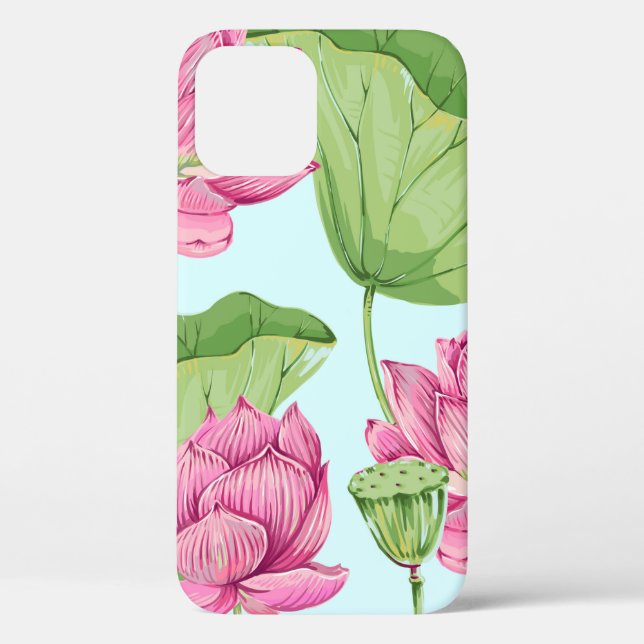 Tropische Blume, Blätter, Rosa Lotus, Case-Mate iPhone Hülle (Rückseite)