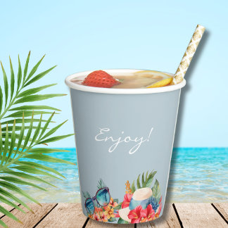 Tropische Blume Blue Beach Brautparty Pappbecher