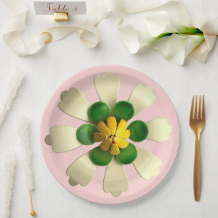 Tropische Blume Blumenfrühling Sommer Hochzeit Ros Pappteller