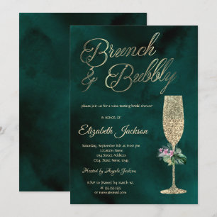 Tropische Blume Champagner Glass Green Einladung