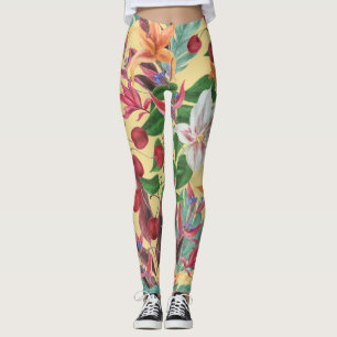 Tropische Blume Cherry: Aquarellfarbene Nahtlose S Leggings