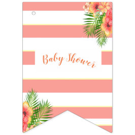 Tropische Blume Coral Pink Baby Dusche Wimpelkette