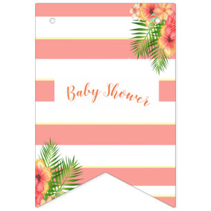 Tropische Blume Coral Pink Baby Dusche Wimpelkette