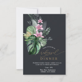 Tropische Blume Dunkle Probe Abendessen Einladung
