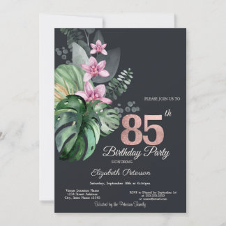 Tropische Blume Dunkler 85. Geburtstag Einladung