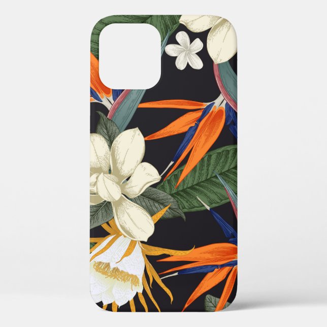 Tropische Blume, dunkler Hintergrund, nahtlos blüh Case-Mate iPhone Hülle (Rückseite)