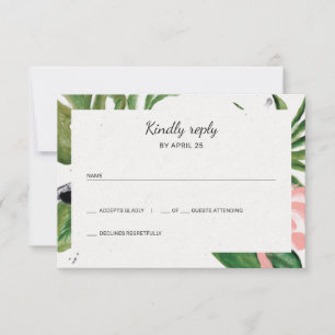 Tropische Blume Foto Hochzeit RSVP Karte