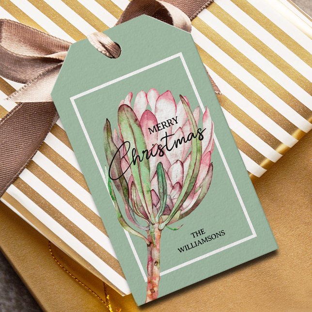 Tropische Blume Frohe Weihnachten Geschenkanhänger (Von Creator hochgeladen)