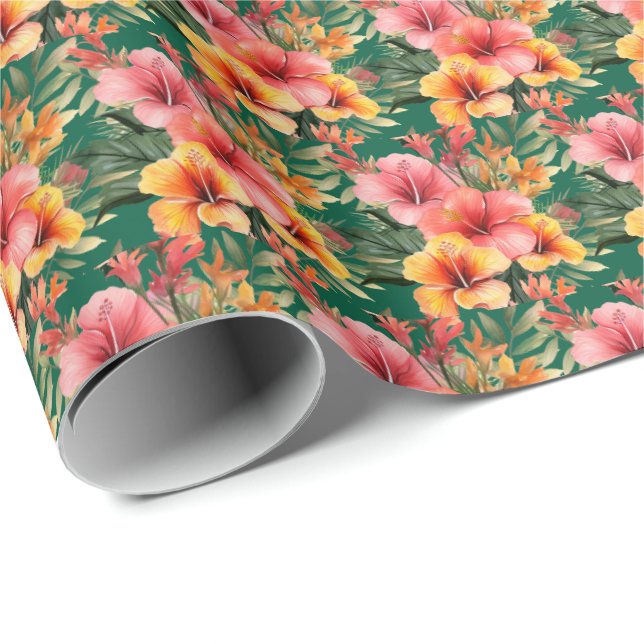 Tropische Blume Geschenkpapier (Rolleneckpunkt)
