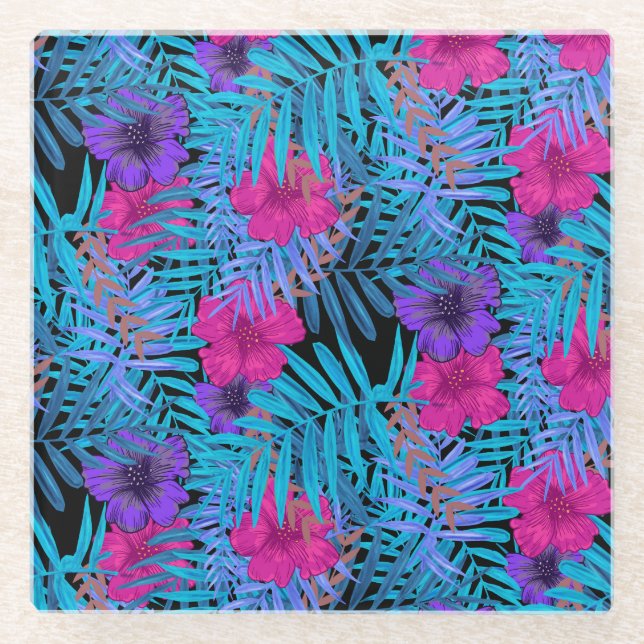 Tropische Blume Glasuntersetzer (Vorderseite)