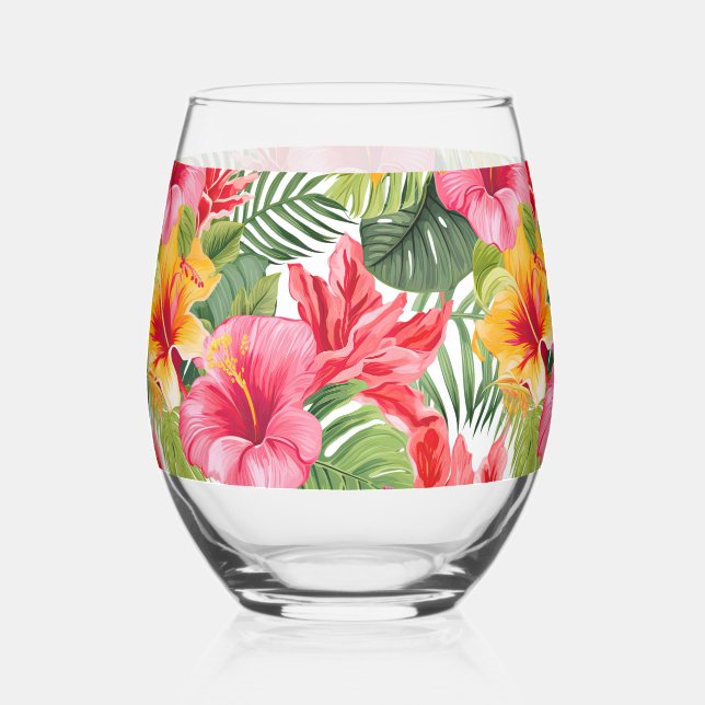Tropische Blume Glasware Weinglas Ohne Stiel (Vorderseite)