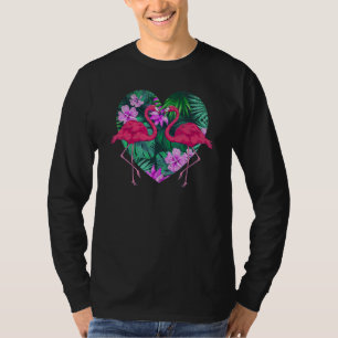 Tropische Blume Herztier Lover Bird Lover Pink T-Shirt
