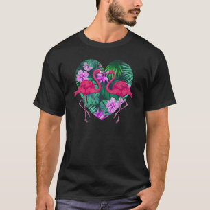 Tropische Blume Herztier Lover Bird Lover Pink T-Shirt