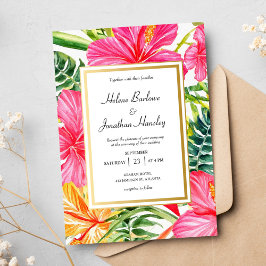 Tropische Blume Hibiskus Hochzeit in Urlaubsort Einladung