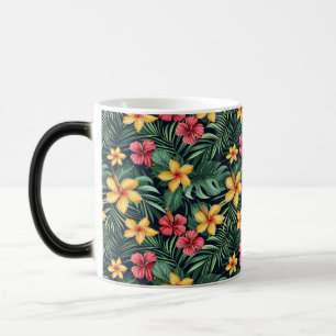 Tropische Blume Hibiskus Nahtloses Muster Verwandlungstasse