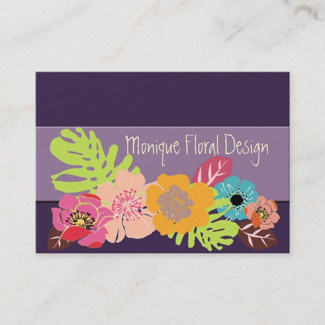 TROPISCHE BLUME/HINTERGRUND DES RETRO-BOLD VISITENKARTE (Vorderseite)