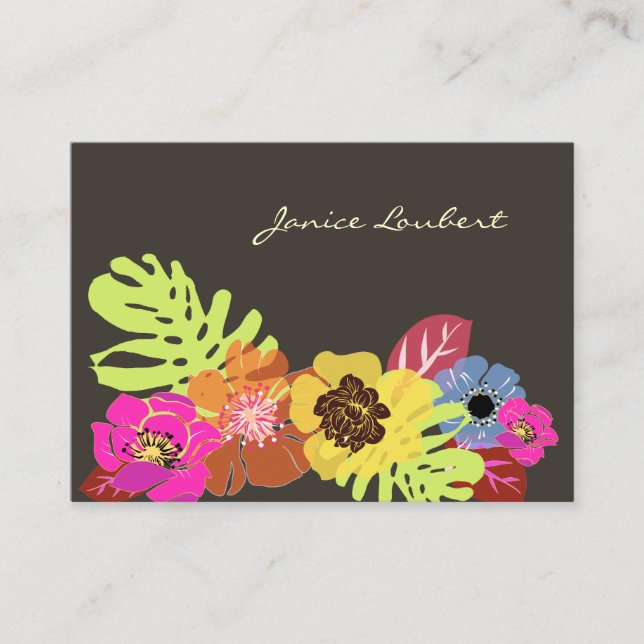 TROPISCHE BLUME/HINTERGRUND DES RETRO-BOLD VISITENKARTE (Vorderseite)
