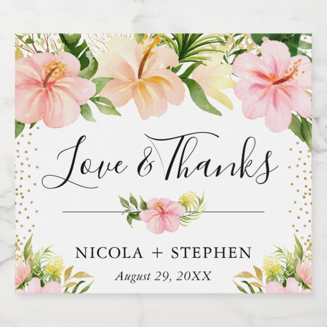 Tropische Blume Hochzeit (Einzelnes Label)
